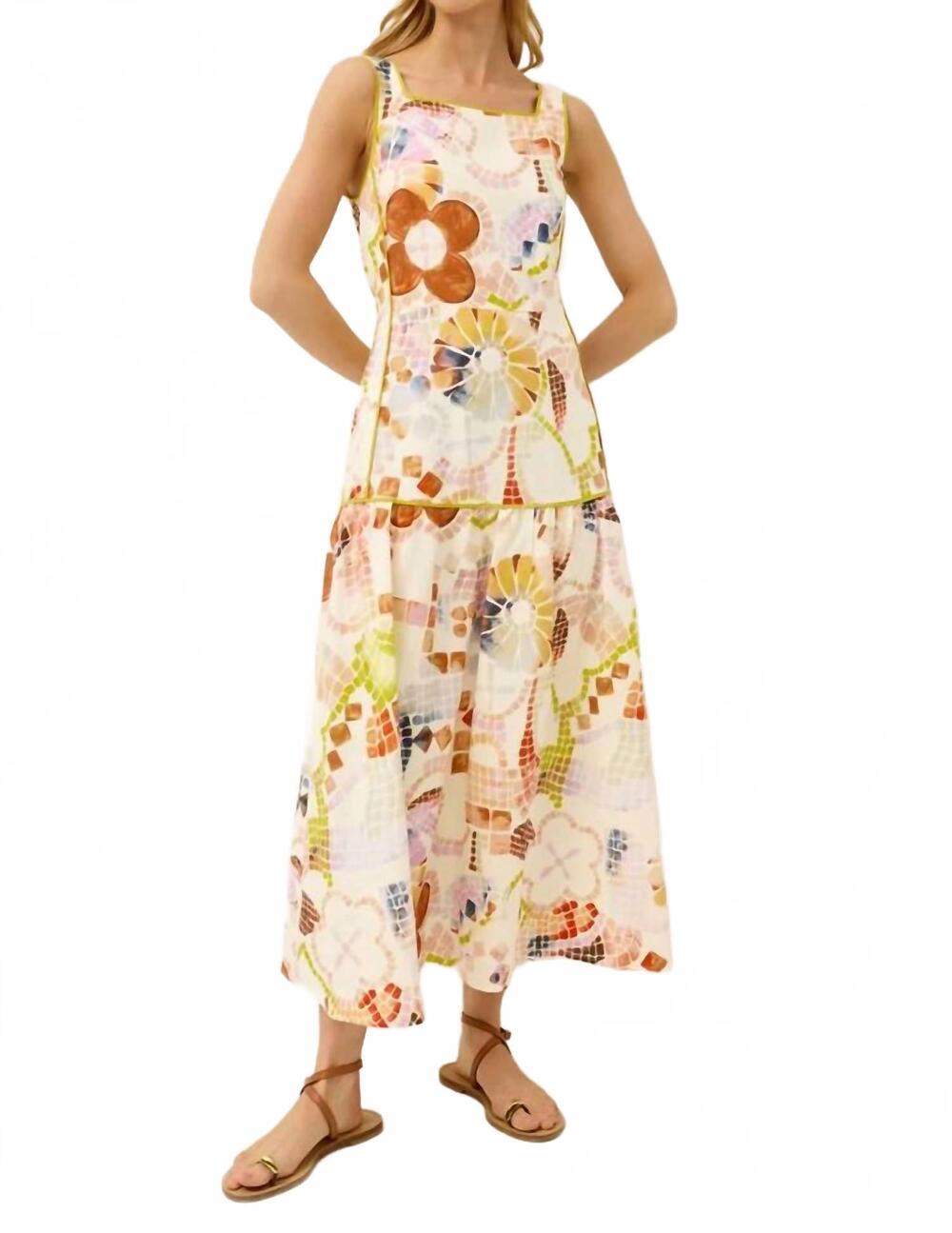 NEW MARIE OLIVER jada drop waist midi dress in travertine